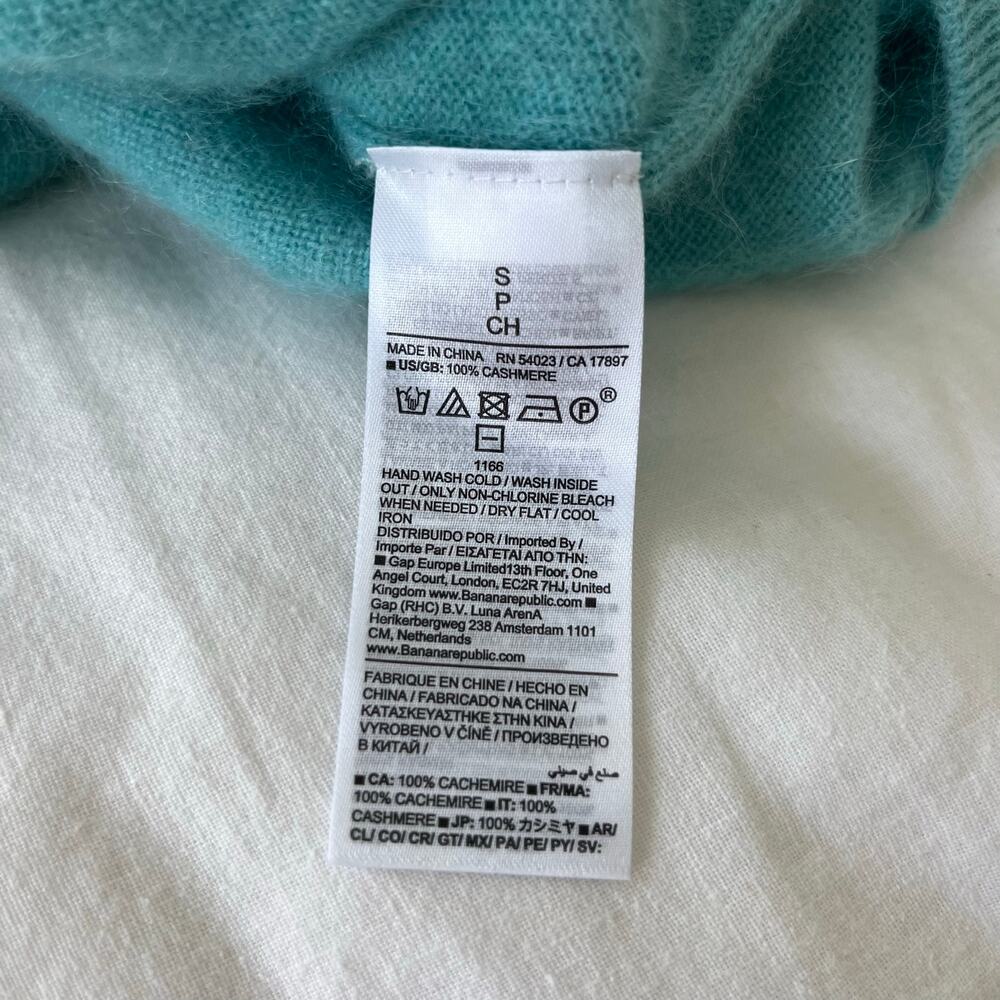 Banana Republic 100% Brushed Cashmere Mock-Neck Sweater in Aquamarine Blue Small - Picture 8 of 10
